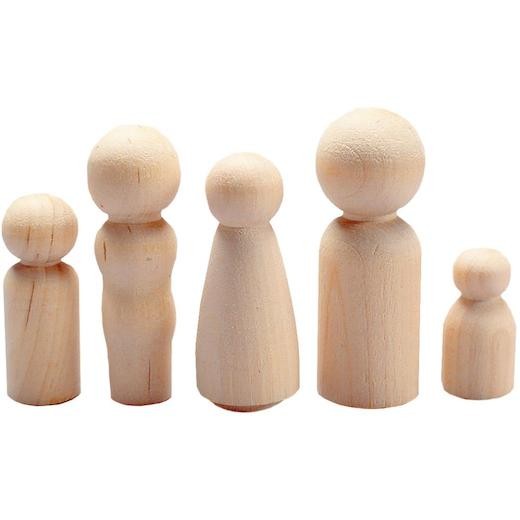 Hygloss Bare Wood Peg Doll People 40pcs - Assorted