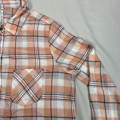 Kuhl Shirt Womens Medium Peach Plaid Lightweight Button Up Long Sleeve Outdoor - Picture 8 of 16