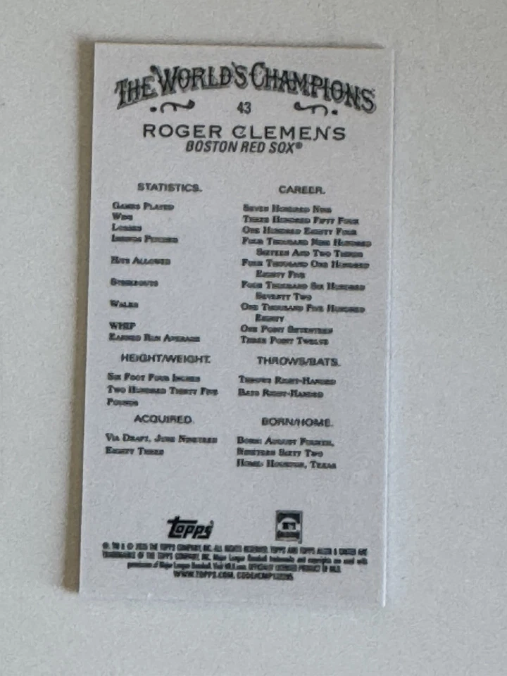 2025 Topps Allen & Ginter Roger ClemensMini Orange Refractor /25 Red Sox - Image 4 of 4