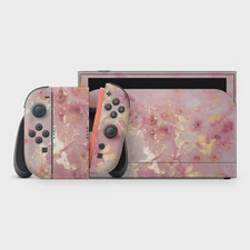 Pink Gold Marble Skin for Nintendo Switch 2 Protective 3M Vinyl Full Wrap Decal