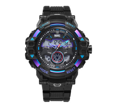 Marvel Iron Man Series Sports Digital Watch - Dual Display, Waterproof, Luminous