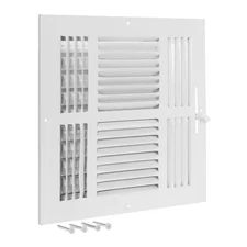 10 In. X 10 In. 4-Way Steel Wall/Ceiling Register, White