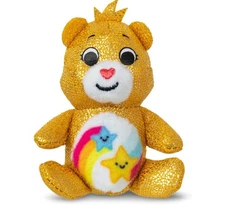 New NO BOX Care Bears 3" GOLD GLITTER Dare To Care Bear Plush Micro Teenies
