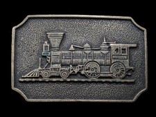 SA15127 VINTAGE 1970s STEAM ENGINE TRAIN RAILROAD SOLID BRASS BELT BTS BUCKLE