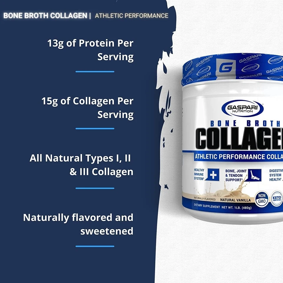 Gaspari Bone Broth Collagen Non-GMO 13g Protein Gut Joint Health 2 Flavors New - Image 3 of 4