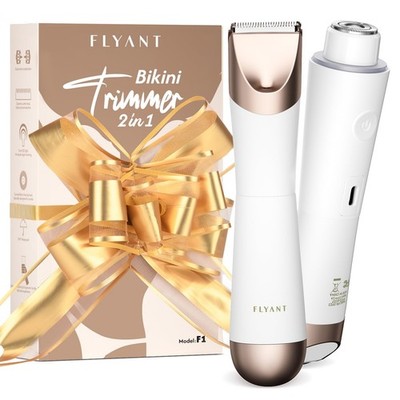 Bikini Trimmer for Women, 2 in 1 Electric Shaver Pubic Hair White 