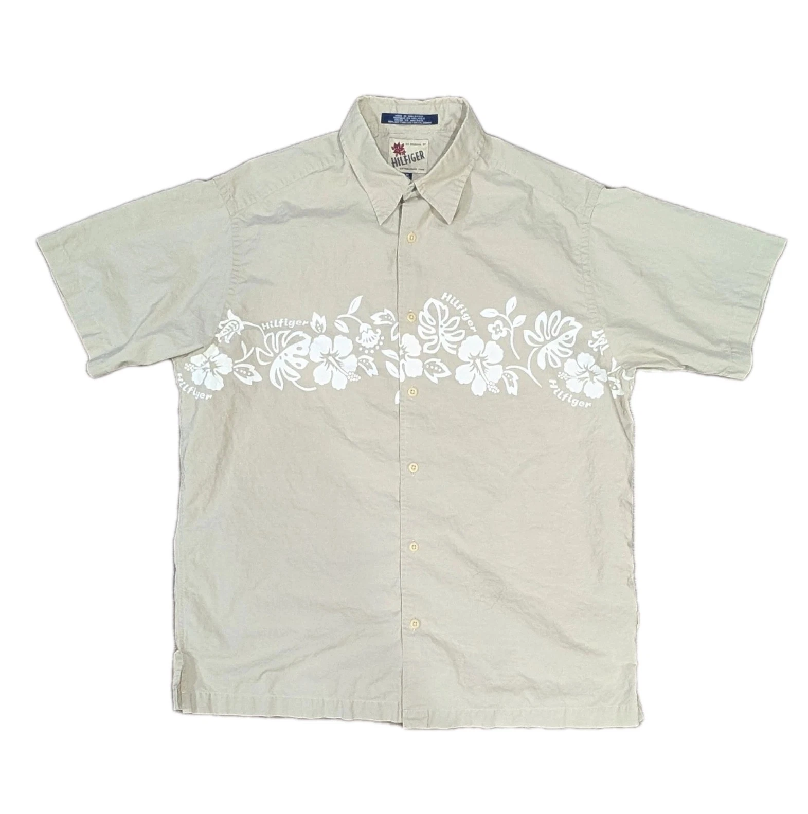Vintage Tommy Hilfiger floral beige Hawaiian shirt - SIZE M