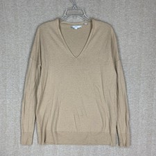 Vince Wool Sweater Women's M Brown Tan V Neck Long Sleeve Cashmere Blend Luxury