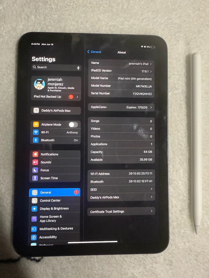 Apple iPad Mini 6ta Generación con Apple Pencil y Estuche Smart Folio Foto 2 de 4