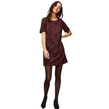 Loft Tweed Burgundy Boulce Pocketed Shirt Dress Small