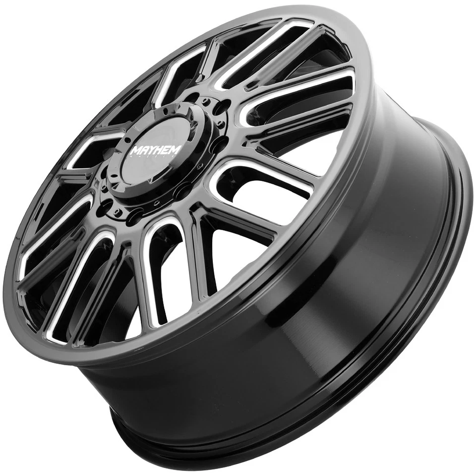 (Set of 6) 20" Inch Mayhem 8107D Cogent Dually 8x210 Black/Milled Wheels Rims Foto 4 de 4