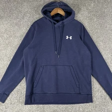Under Armour Hoodie Mens L Navy Blue Pullover Essential Sweatshirt Cold Gear