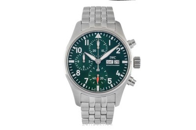 IWC Pilot Chronograph 41 Green Stahl Automatik Ref. IW388103 B&P 2024 NP: 8600 