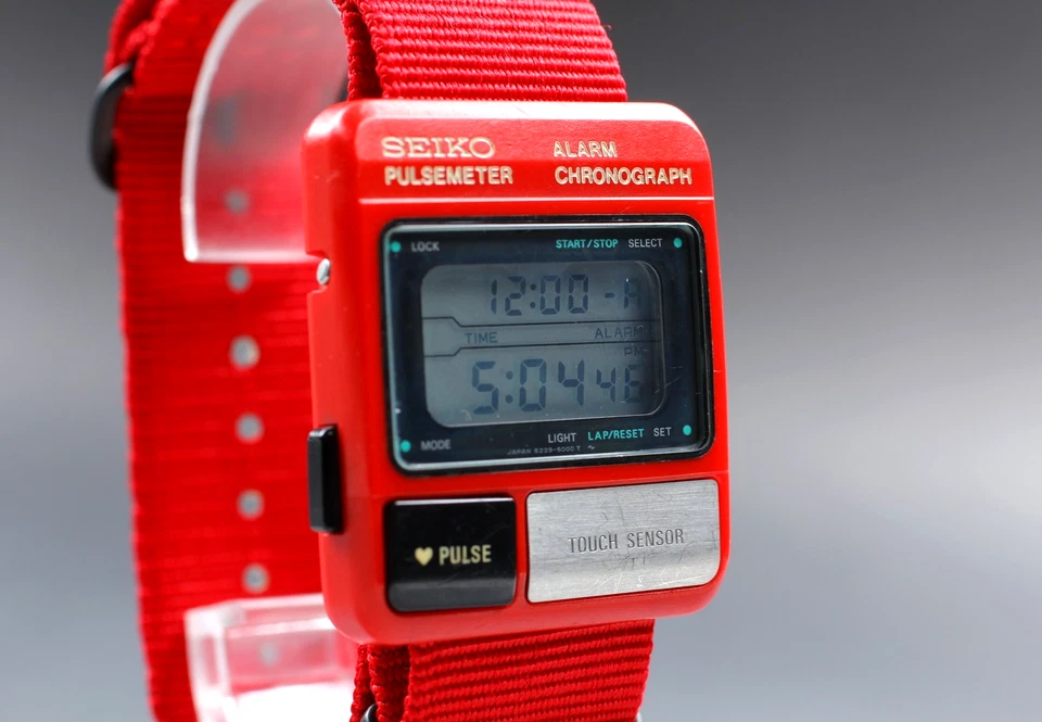 Nuevo reloj cuadrado de cuarzo para hombre Batt *Exc+5* 1991 Seiko PulseMeter S229-5000 JAPÓN Foto 3 de 4