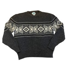 Vintage Nordic Sweater Royal North Mills Wool USA Made Fair Isle Large 90s