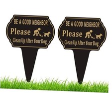 Clean Up after Your Dog Sign,13.6"x9.6" 2 Pack No Pooping Dog Sign 2pack-black