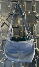 NWT The Sak HOBO Navy Blue Genuine Leather Small Zip Close Shoulder Bag