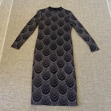 Nine West Evening Party Dress Sz 8 Fish Scale Rhinestone Embellished Long Sleeve