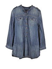 Gap Womens Large Chambray Long Sleeve Distressed Mini Dress