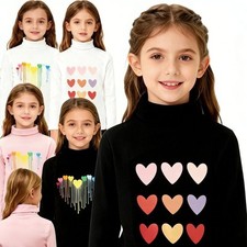 Kids Girls Shirts High-Necked Top Jogging Undershirt Sports Outdoor Base Layer
