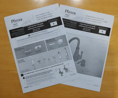 PFISTER VOSA PREP FAUCET INSTALLATION INSTRUCTIONS / OWNERS MANUAL