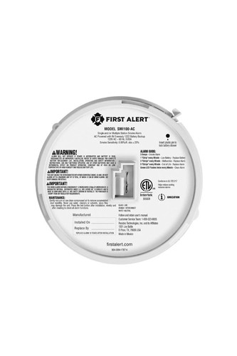 First Alert 9120B/ SMI100-AC Smoke Detector & Alarm, AC Powered Battery Backup - Picture 4 of 5