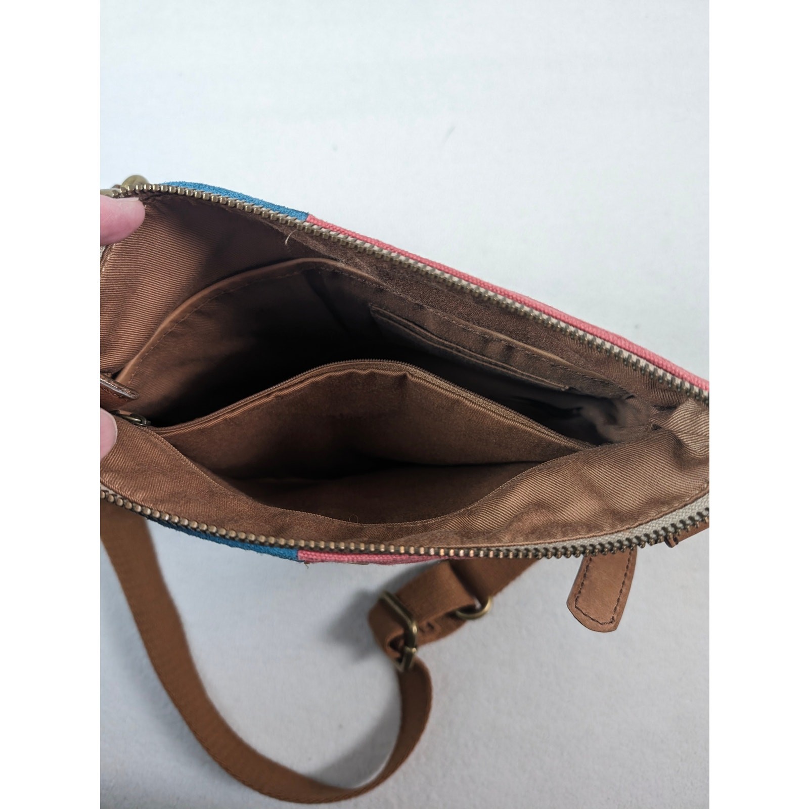 Fossil Multicolor Patchwork Suede Canvas Crossbod… - image 6