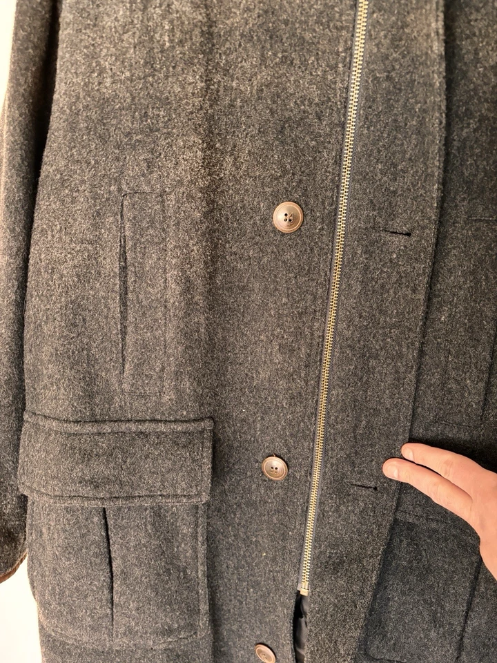 Vintage Rare L.L. Bean Wool Tweed Hunting Field Overcoat Coat Men’s Size L Gray - Image 4 of 4