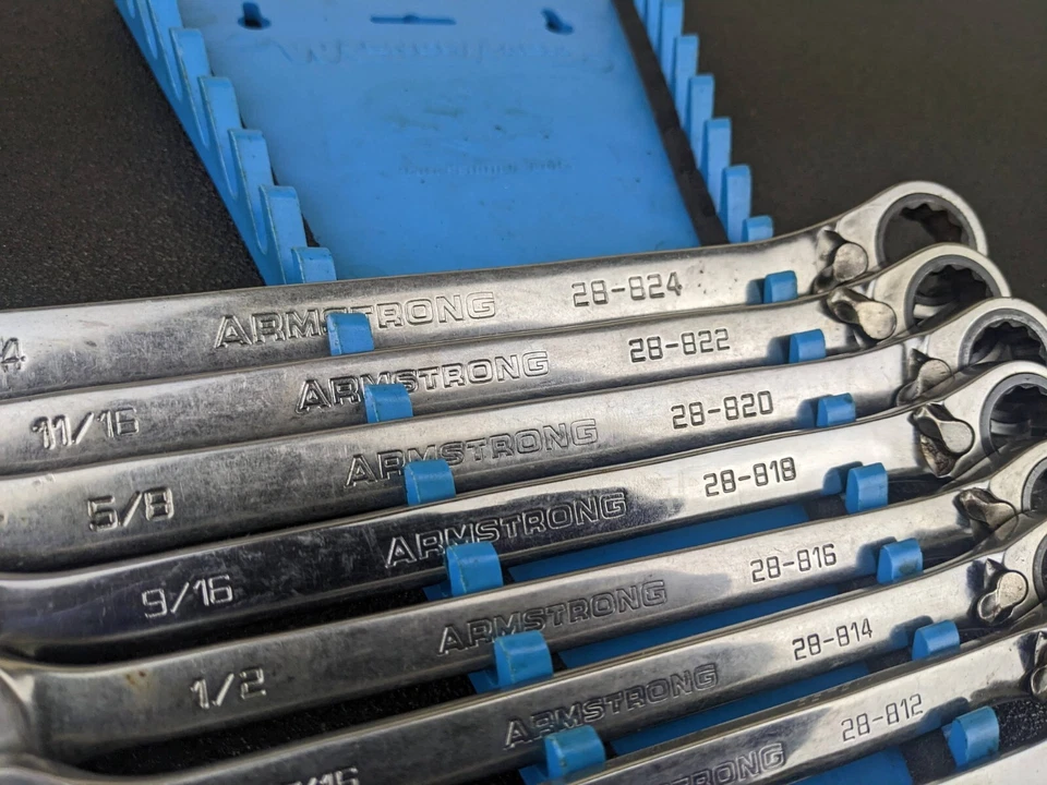 #ay494 Armstrong Tools EE. UU. 8 piezas Juego de llaves de trinquete SAE 5/16" - 3/4" Foto 3 de 4