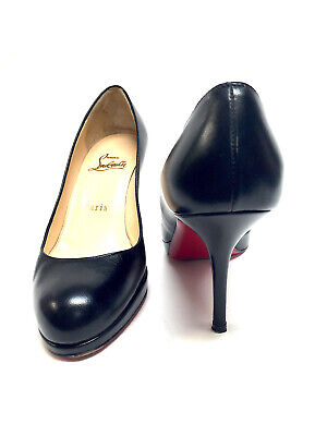 CHRISTIAN LOUBOUTIN Black Leather Rounded Toe Hi Heel CHRISTIAN LOUBOUTIN Black Leather Rounded Toe Hi Heel