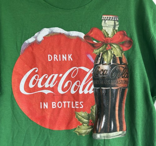 Drink Coca Cola bottles M Christmas Green Men's cotton Short Sleeve T-shirt - Picture 2 of 4