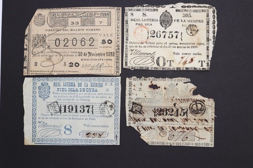 BIGLIETTI LOTTERIA CUBANA VINTAGE 1839-1898 LOTTO DI 9 - Foto 2 di 5