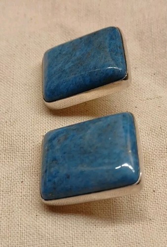 DTR JAY KING: MINE FINDS 925 STERLING SILVER; BLUE LAPIS EARRINGS 5/8" X 7/8" - Picture 5 of 5