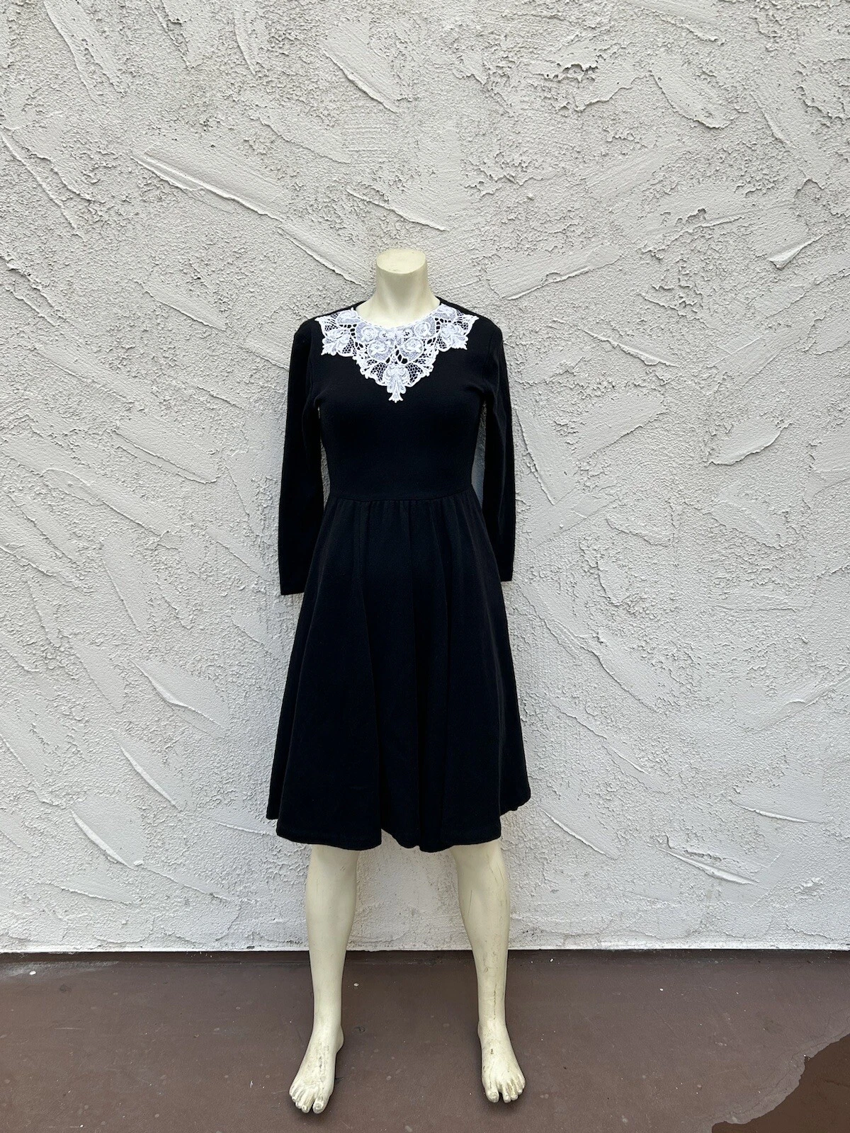 Vintage 50s Inspired 80s Fit Flare Dress~ Gothic Lolita Victorian Expo Petite