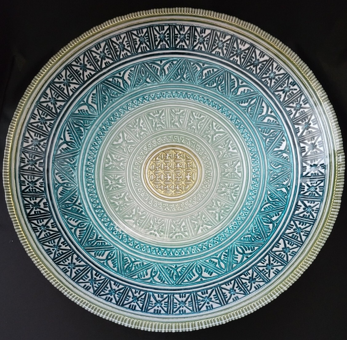 TURKEY TURKISH GLASS SERVING CENTERPIECE BOWL 13