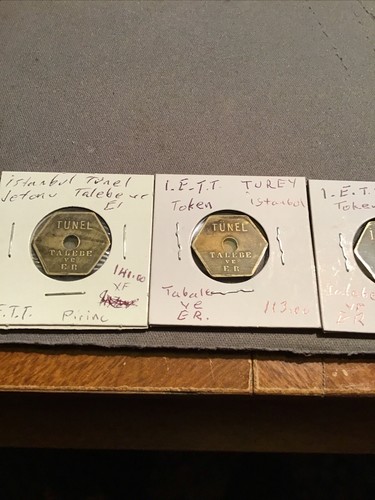 Turkey Istanbul I.E.T.T Tünel Tern.Sabwey Talebe.Er.Token Brass.token 4.pcs .