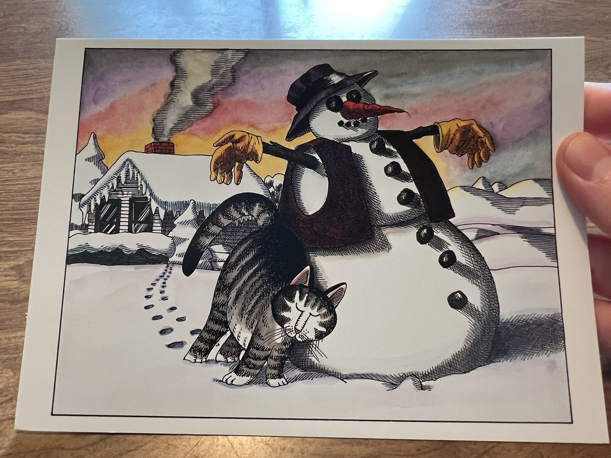 B. Kliban Vintage Greeting Christmas Cards Lot Of 15 Cat