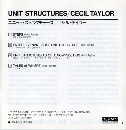 Cecil Taylor – Unit Structures, TOCJ-4237, Japan, Obi, Remastered, Stereo - Picture 10 of 13