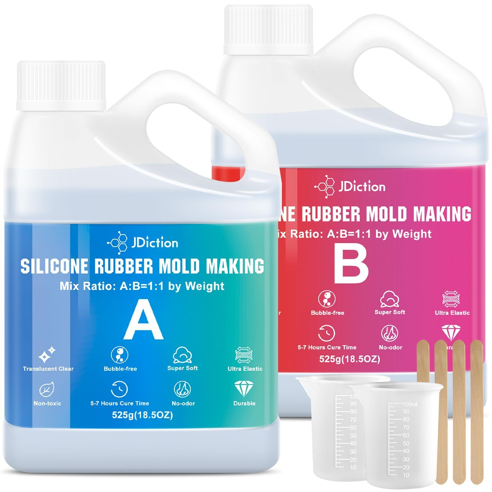 Silicone Mold Making Kit, 2.32Lb(37Oz) Super Elastic Liquid Silicone for Mold...