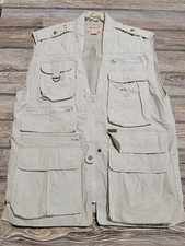 Vintage Woolrich Vest Men's Size Large Tan Hiking Fishing Cargo Pockets See Pics