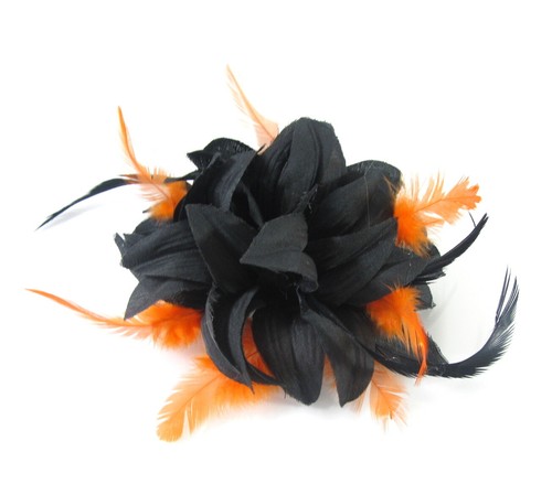 Hair fascinator in black and orange 