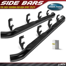 3" Black Steel Round Side Step Bars Running Board for Chevy Suburban 2021-2024