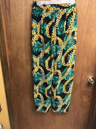 $24.99 Mujer Renovado Oro Cadena Eslabones y Planta de Helecho Diseño Pantalones Talla Med A7 - Imagen 2 de 11