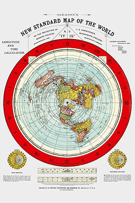Flat Earth Map - 2  Gleason's New Standard Maps Of The World - Large 24'' x 36'' 
