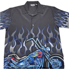 Vintage Dragonfly Shirt Motorcycle Biker Flame Skull Engine Button Large *READ*