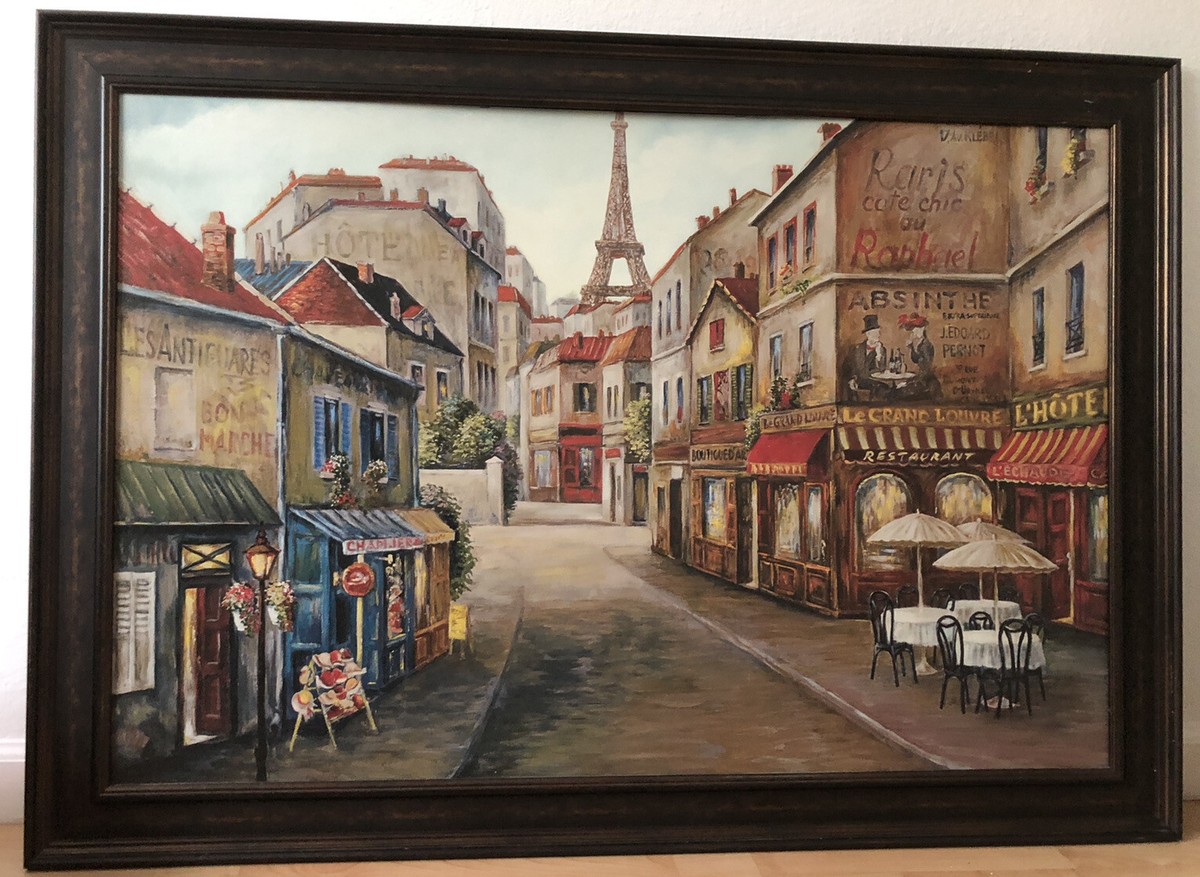 『PARIS』作者不詳 リトグラフ 石版画 直筆サイン パリの風景 ヴィンテージ PARIS』作者不詳 リトグラフ 石版画 直筆サイン パリの風景