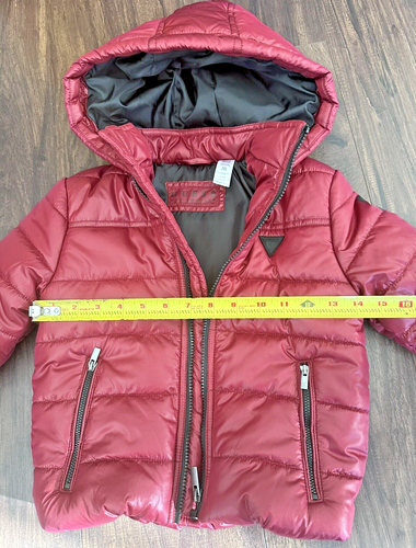 Guess Kids Toddlers Boys Puffer Hooded Jacket Trendy Holidays Red Burgundy S(4) - Picture 10 of 12