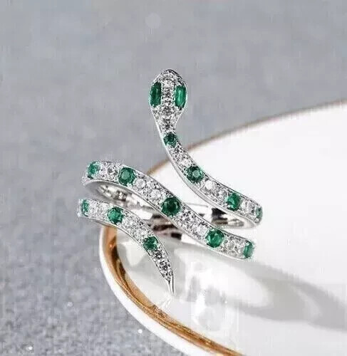 2.50 Ct Round Cut Simulated Diamond Women's Snack Ring 14K White Gold Plated - Picture 1 of 4