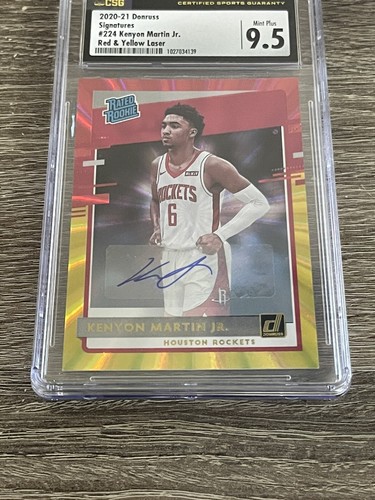 CSG 9.5 2020-21 Panini Donruss Kenyon Martin Jr. AUTOGRAPH RED/YELLOW LAZER - Picture 7 of 10