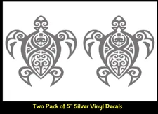 Tribal Sea Turtle Native American Silver Vinyl Decal Car Laptop Tablet Window